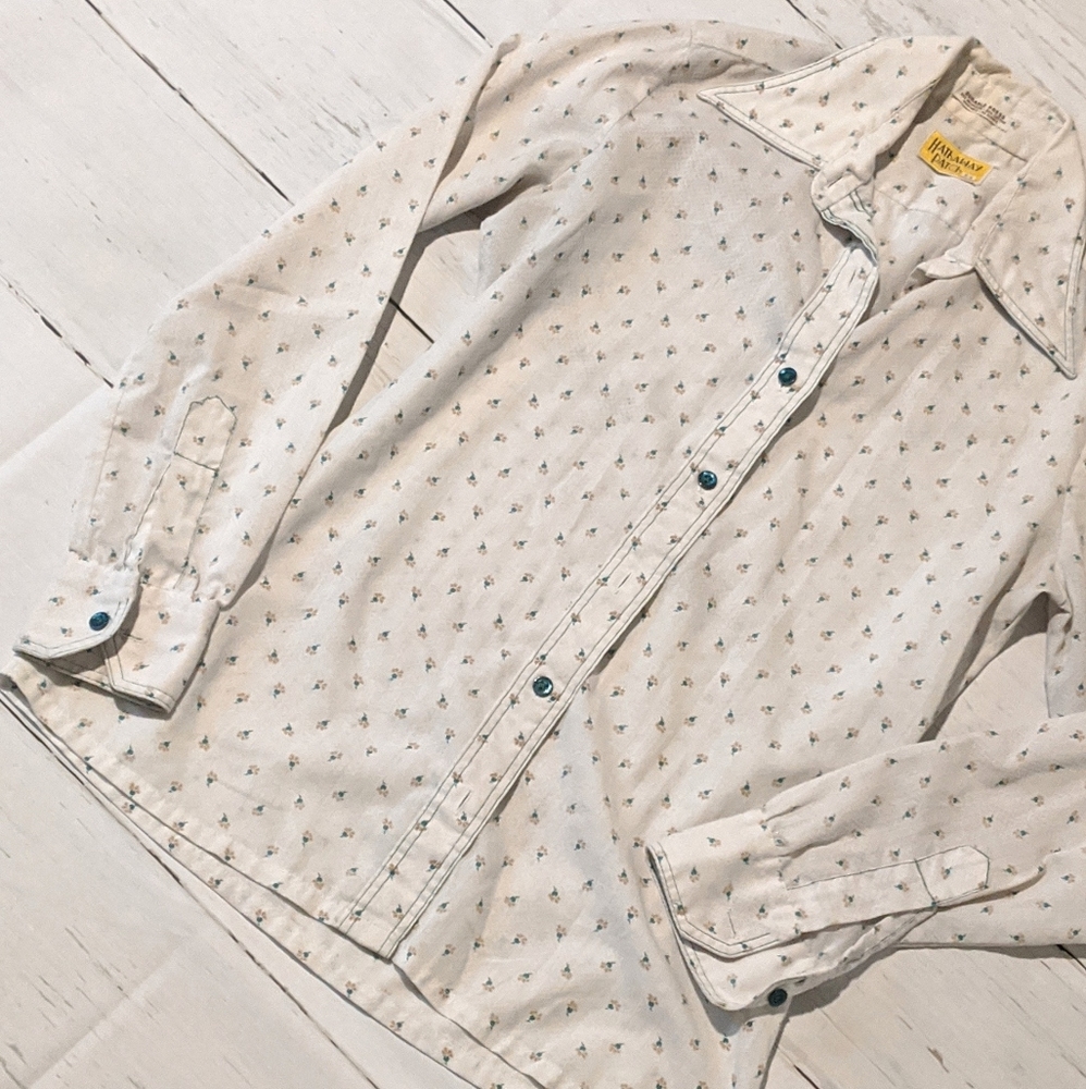 Vintage 70s button up floral blouse